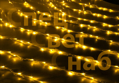 СВЕТОДИОДНЫЙ ВОДОПАД ТЕПЛЫЙ БЕЛЫЙ 2*4 М. 570 LED. ПРОВОД СВЕТЛЫЙ фиксинг